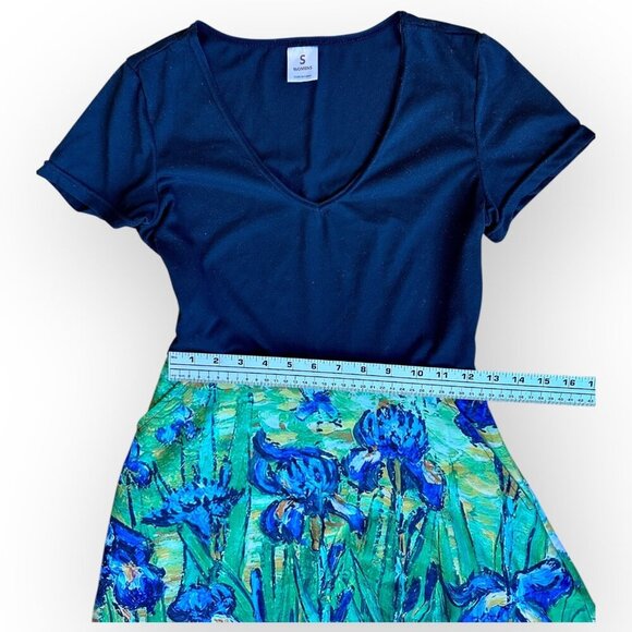Van Gogh Irises Picture Print Dress Short Sleeve A Line Twirl Size Womens Small - Picture 7 of 13